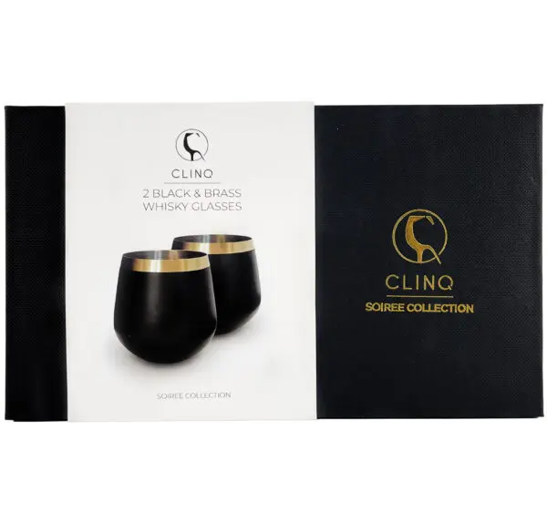 Clinq Brass & Black Whisky Glasses