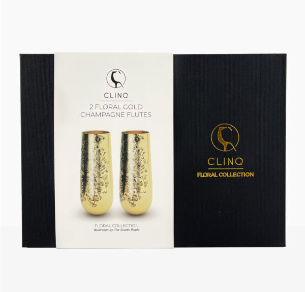 Clinq Floral Gold Champagne Flutes