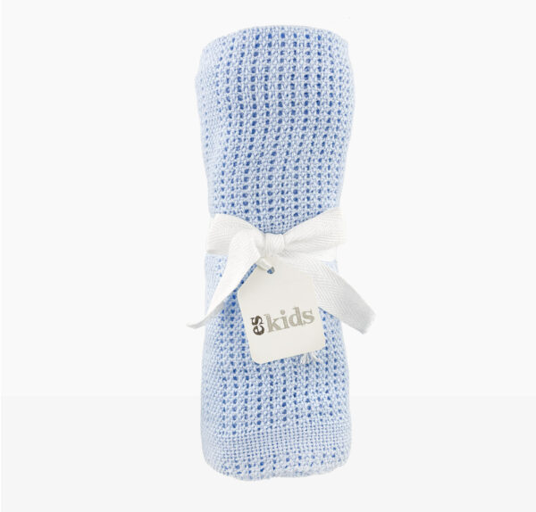 Crochet Cotton Baby Blanket - Blue
