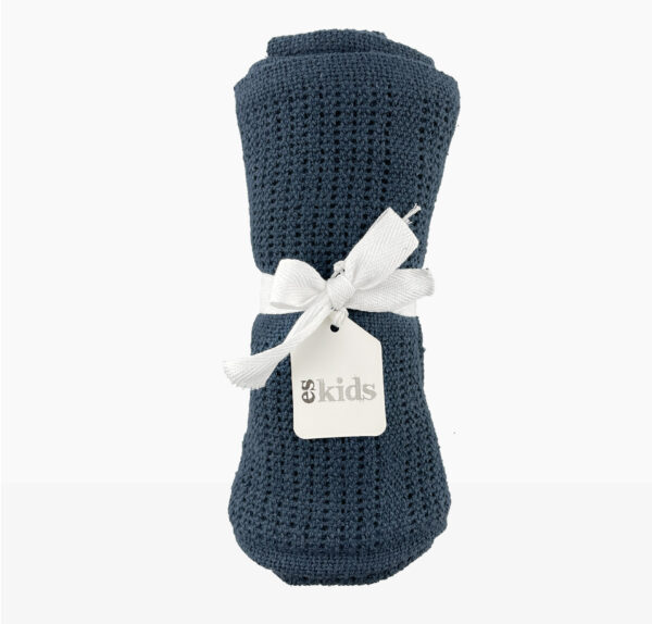 Crochet Cotton Baby Blanket - Navy
